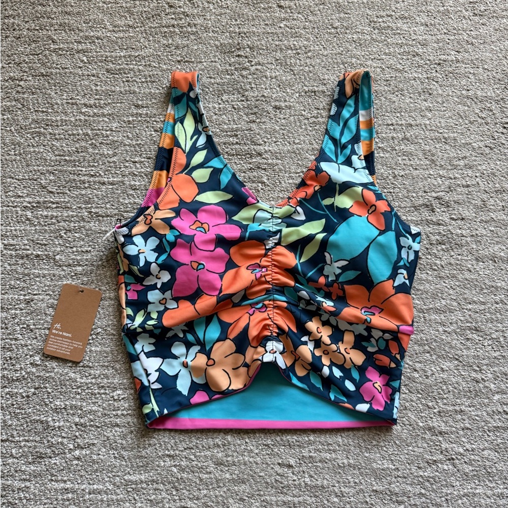 Nani swim size large Floral Ruched tankini Top - Multicolor